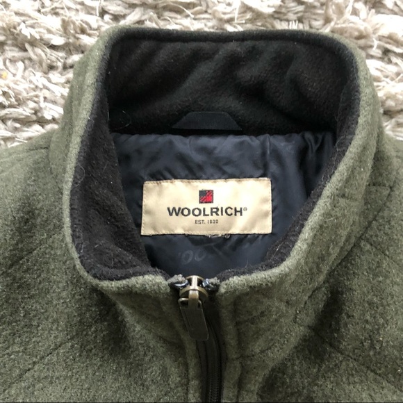 Woolrich Olive Heather Full-Zip Quilted Wool Coat, Sz XL - Picture 3 of 16